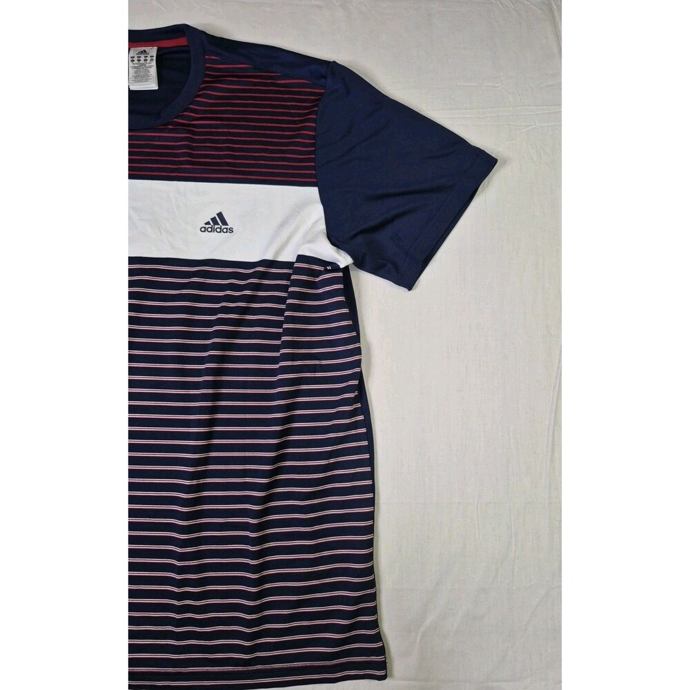 Adidas Shirt Climalite Men's Size 2XL Blue Red White Stripe Colorblock XXL - Picture 9 of 14